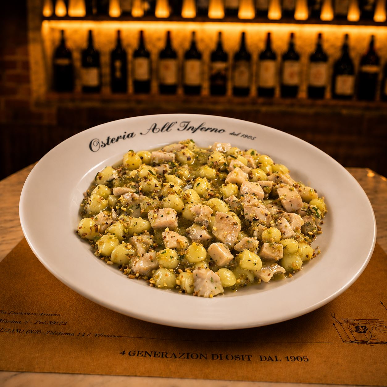 GNOCCHETTI  CON  SPADA MARINATO E PESTO DI  PISTACCHIO